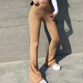 Ribbed Austin Flared Pants - Brown